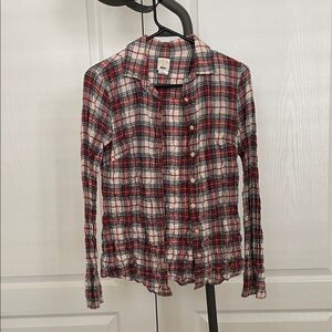 J. Crew Red and White Plaid Button Down Shirt